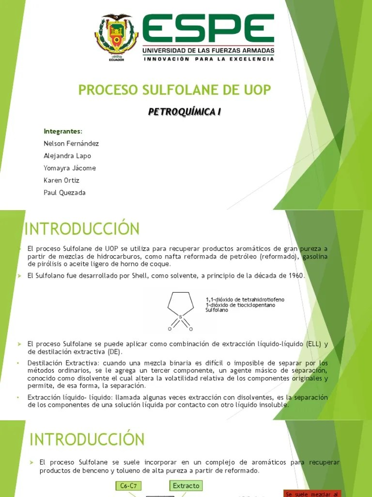 Proceso Sulfolane de Uop | PDF | Destilación | Solvente