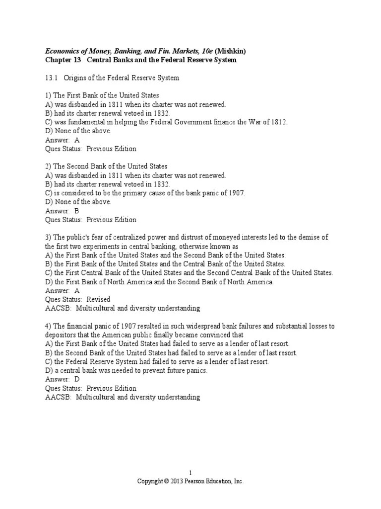 chapter 13 test bank.pdf Federal Reserve Bank Of New