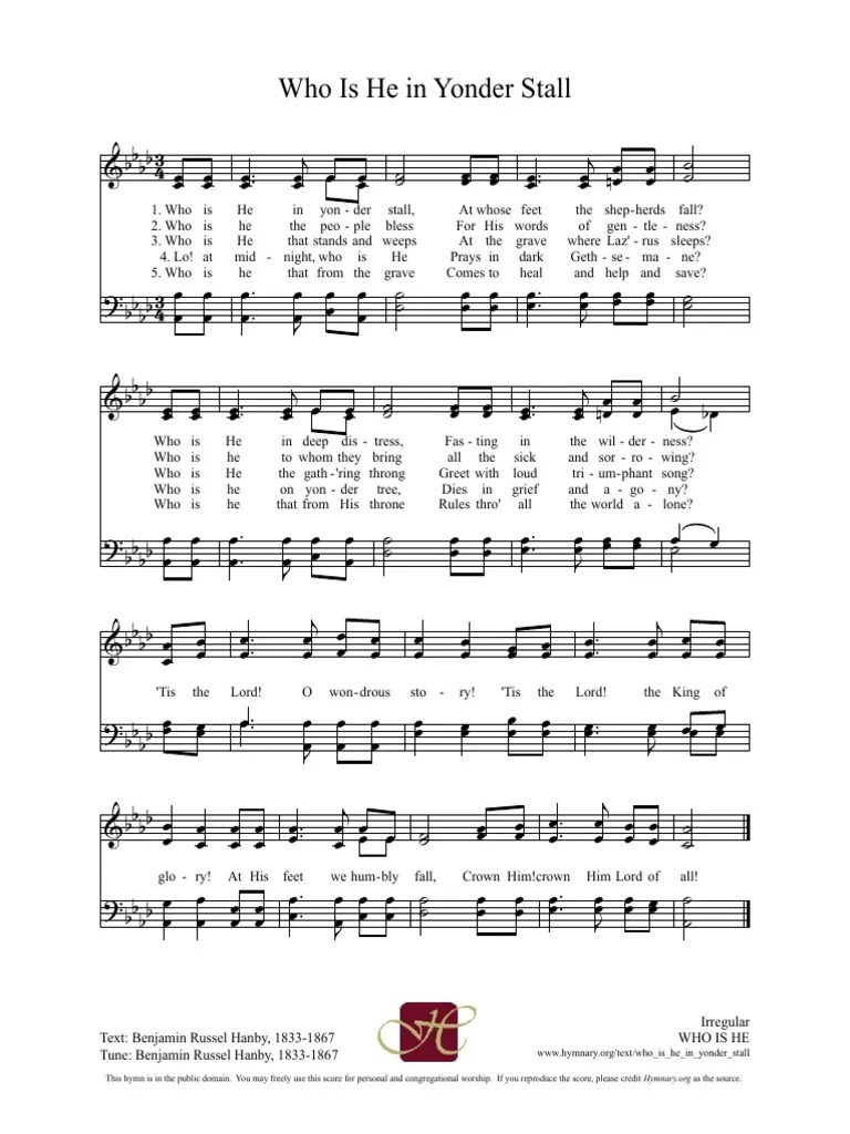 HANBY, B. R. Who Is He in Yonder Stall PDF Hymns Religious Songs