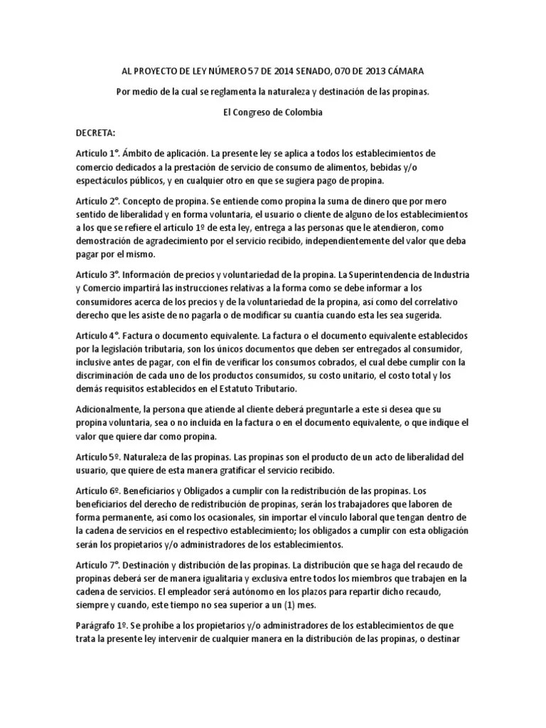 Ley de Propinas PDF Gratificación Salario