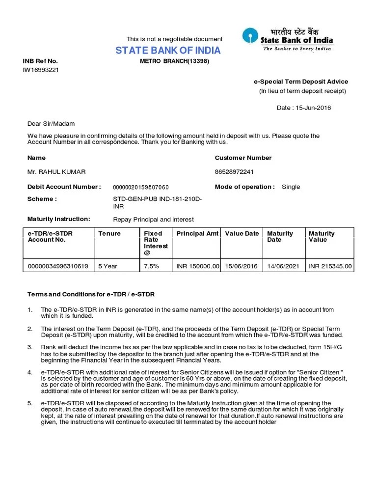 SBI FIX DEPOSIT SLIP.pdf Deposit Account Government Finances
