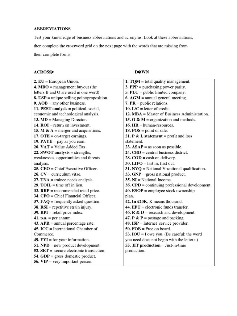 Abbreviations Value Added Tax Mergers And Acquisitions