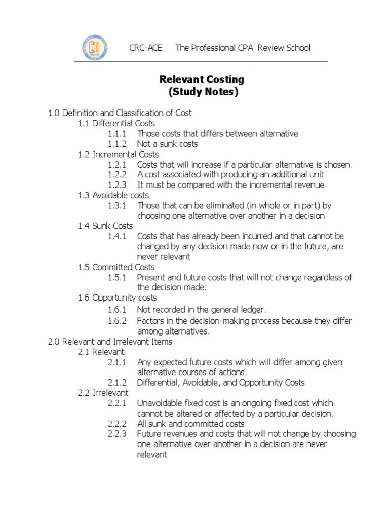 Relevant Costing With Highlighted Answer Key | PDF | Cost | Marginal Cost