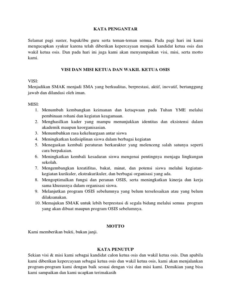 Visi Dan Misi Jadi Ketua Osis Dengan