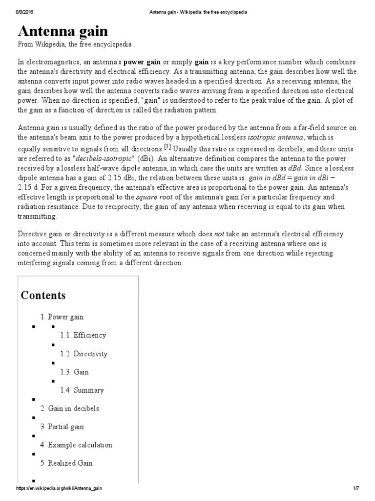 Antenna Gain Wikipedia Antenna (Radio) Broadcast Engineering