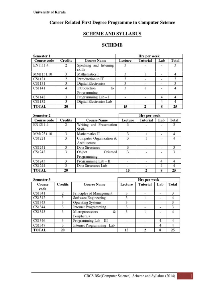 6eevised Syllabus Bsc Cs 2014 C++ C (Programming Language)