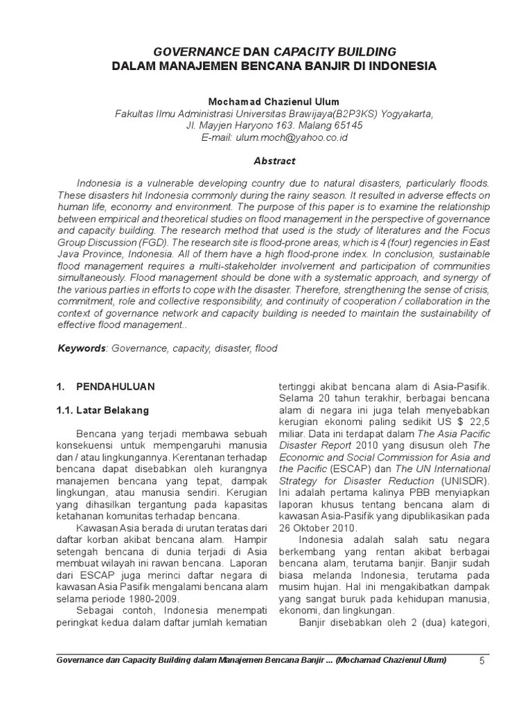 Jurnal Manajemen Bencana Banjir