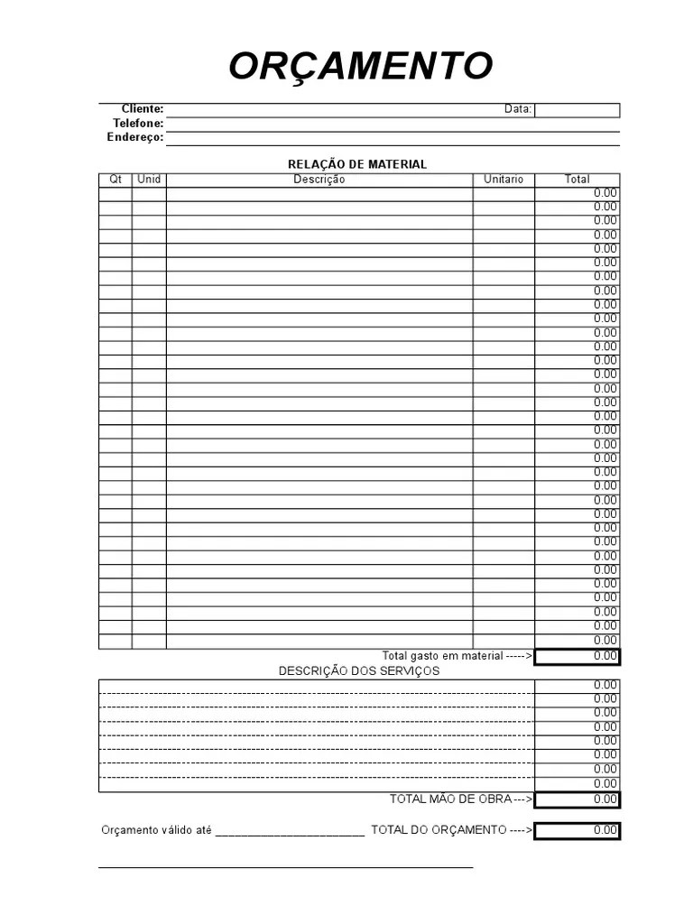 Modelo Planilha Orçamento Empresa Simples Tecnologia Business