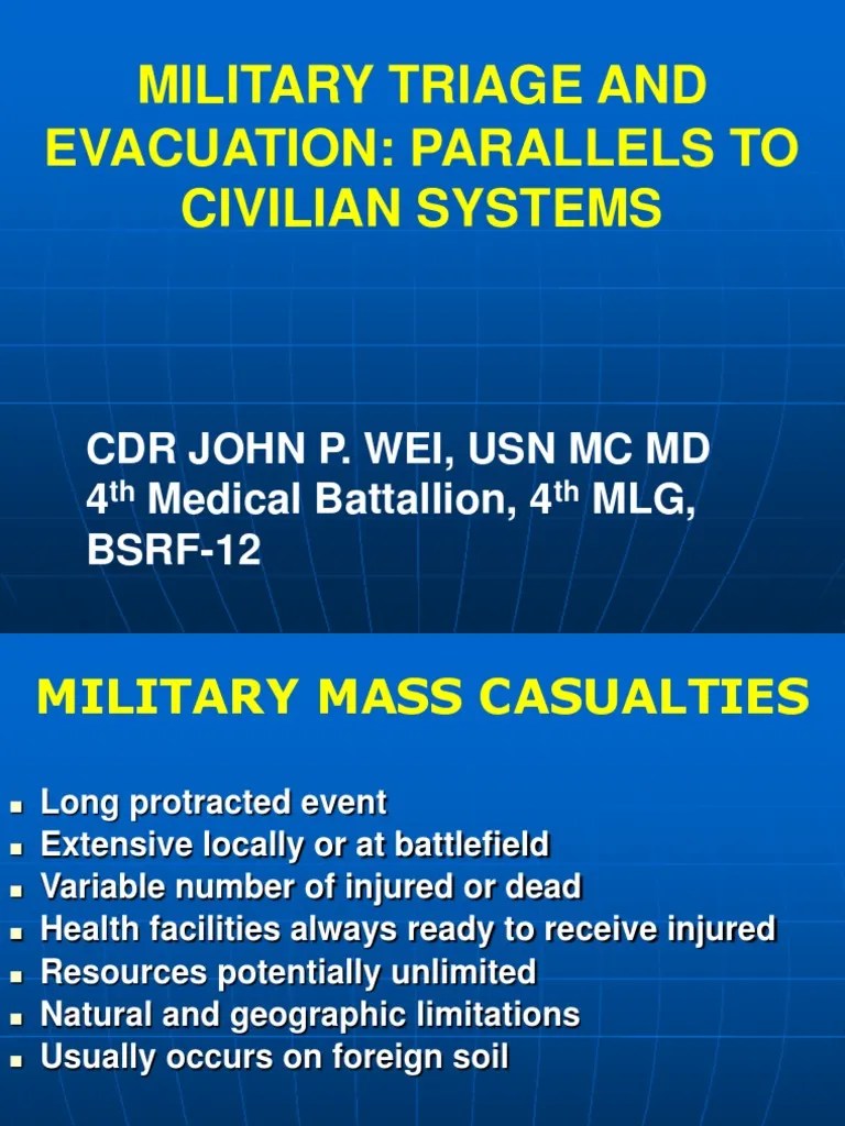 Military Triage a a A Emergency Department Major Trauma