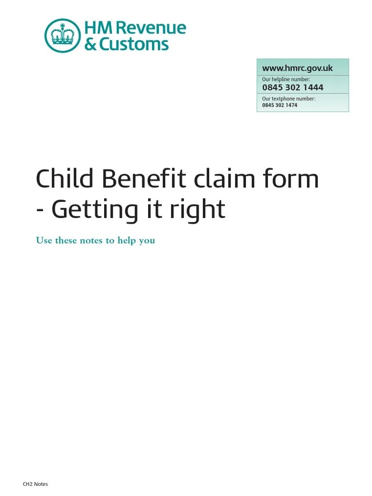 Child Benefit Claim Form Getting It Right Use These Notes To Help
