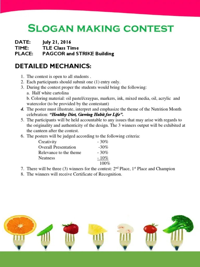 Slogan Making Contest Mechanics