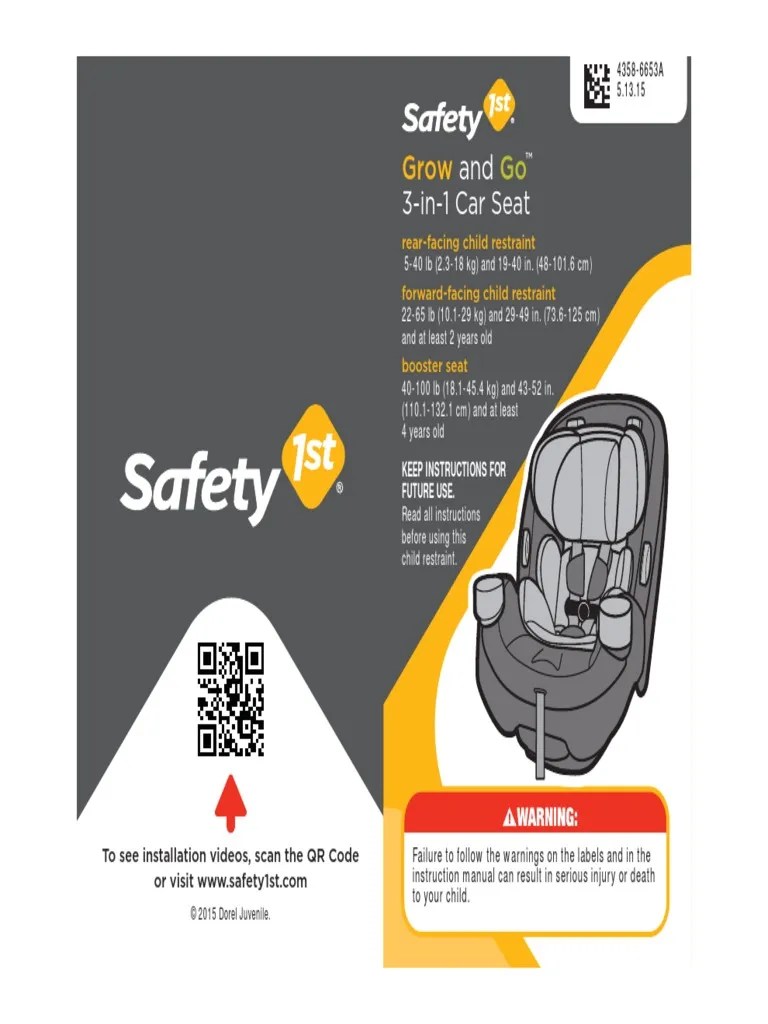 Safety First Grow And Go Car Seat Manual