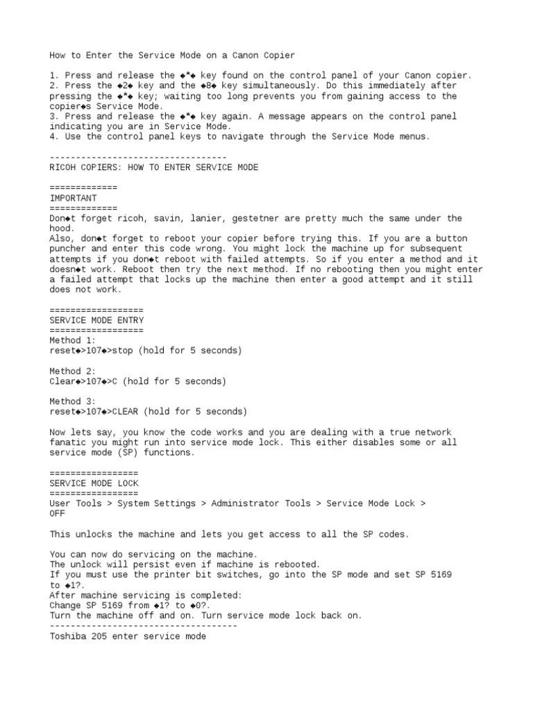 How to Enter the Service Mode Computer Engineering Office Equipment