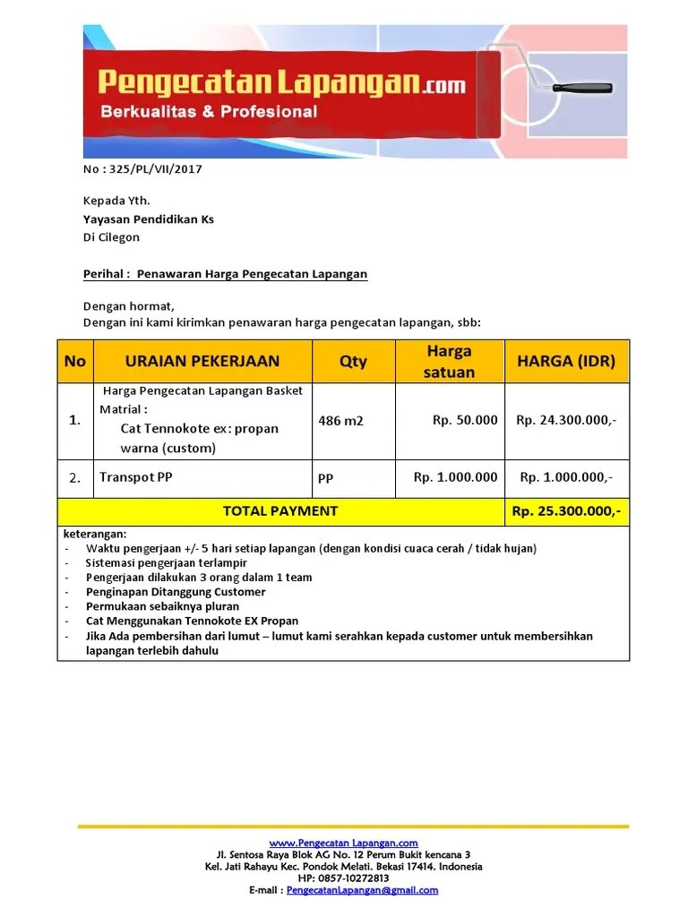 Harga Pengecatan Lapangan Tenis Tennokote 2017 - WA +62 857 1027 2813 | PDF