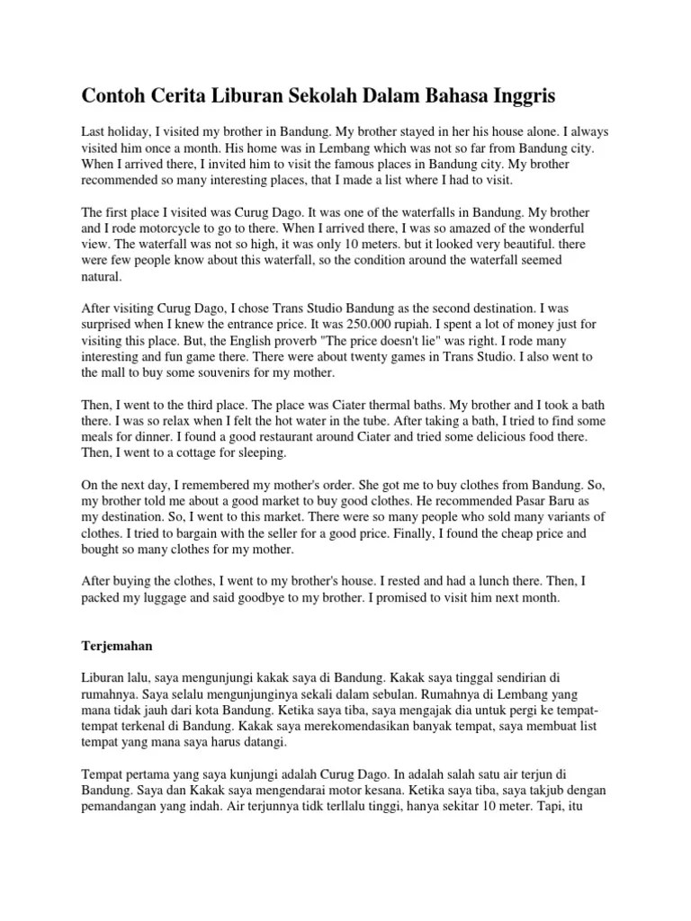 Cerita Liburan Sekolah Dalam Bahasa Indonesia