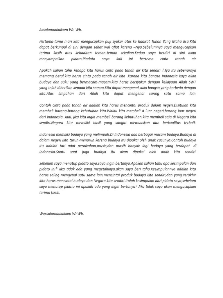 Teks Pidato Tentang Cinta Tanah Air Indonesia Berbagai Teks Penting