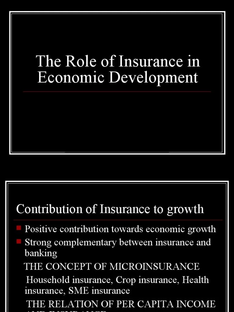 Role of Insurance in Economic Development PDF Insurance Economics