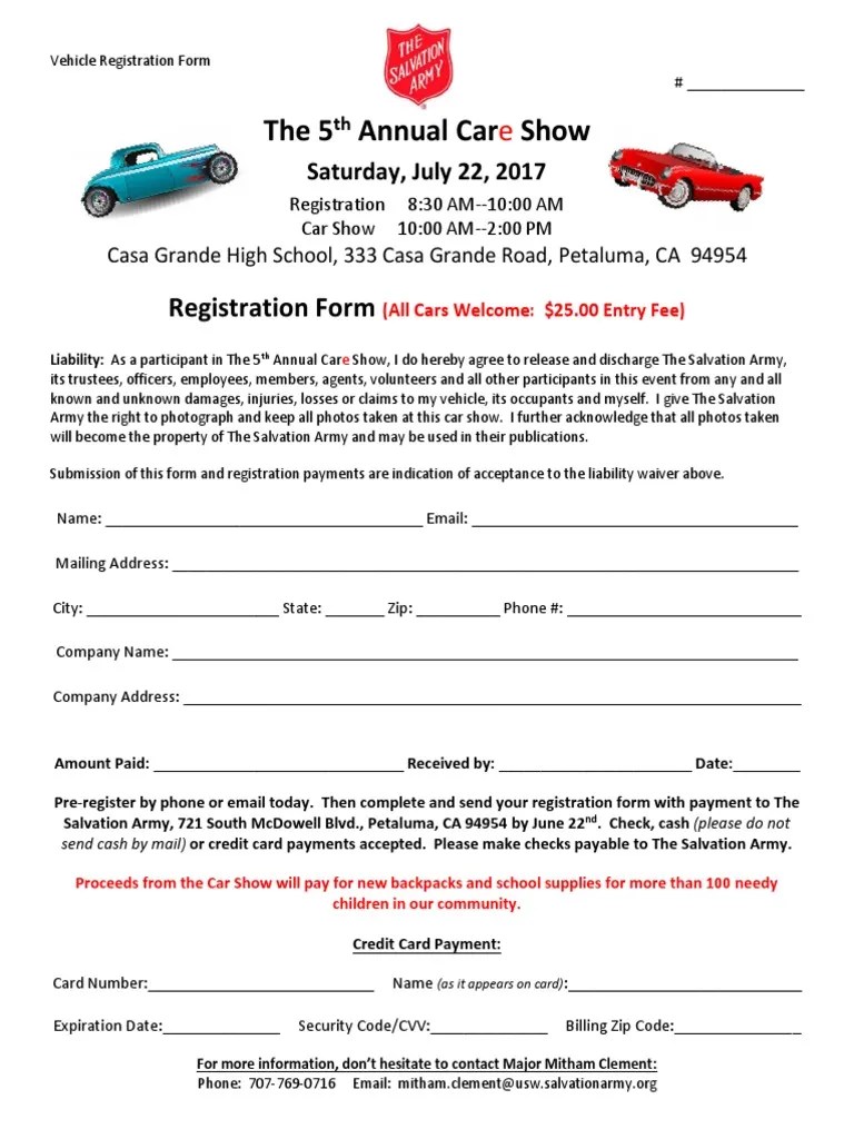 2017 Car Show Registration Form Cheque Payments Free 30day Trial