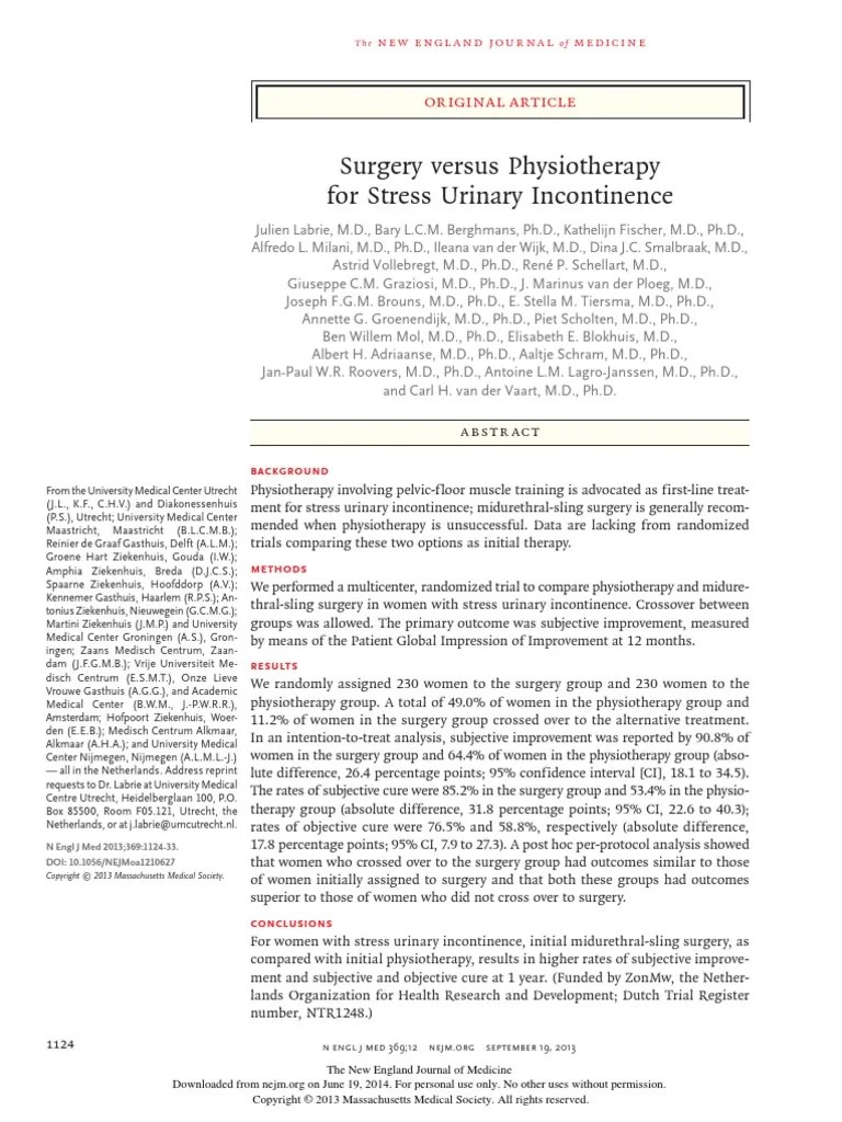 jurnal bedah Urinary Incontinence Physical Therapy