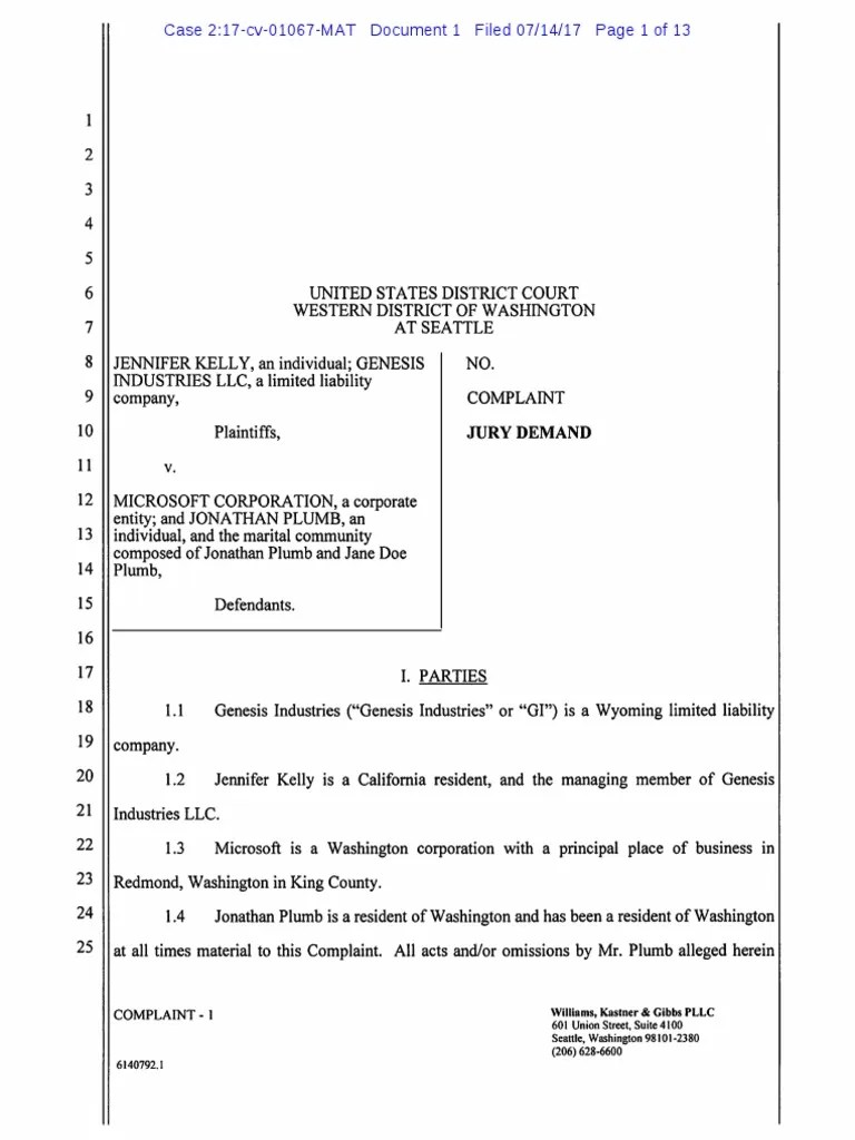 Kelly v. Microsoft PDF Tortious Interference Complaint