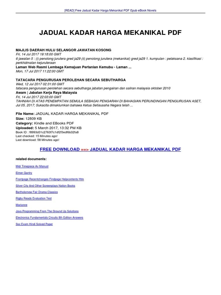 jadual kadar harga jps 2018