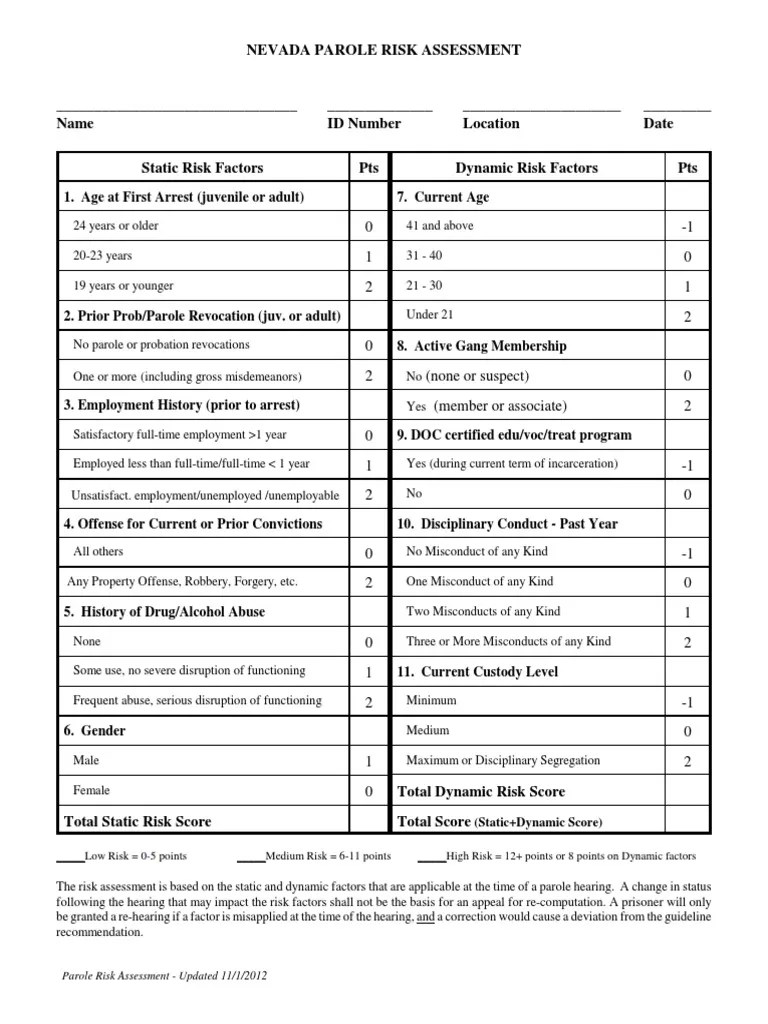 Nevada Parole And Probation Monthly Report
