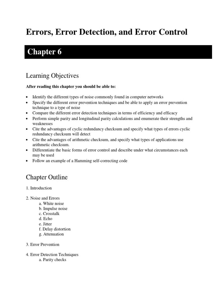 A Comprehensive Guide to Errors, Error Detection, and Error Control in