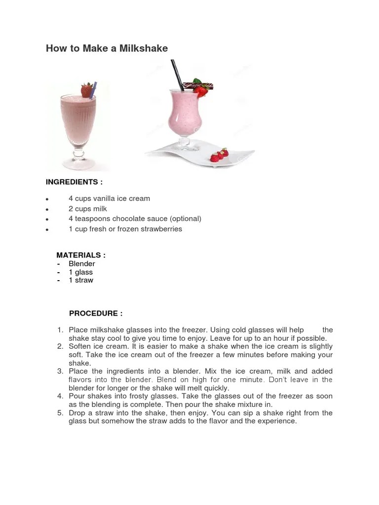 How To Make A Milkshake PDF Milkshake Ice Cream