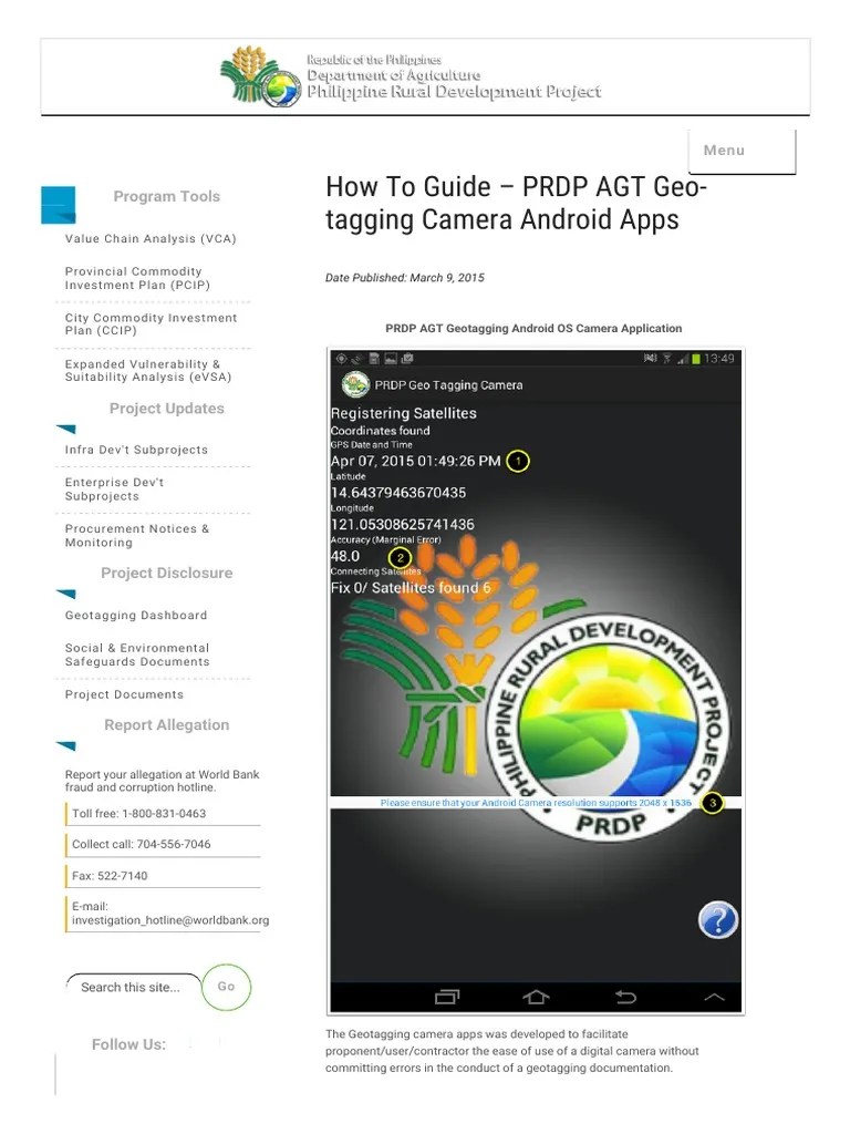 How to Guide PRDP AGT Geotagging Camera Android Apps _ Philippine