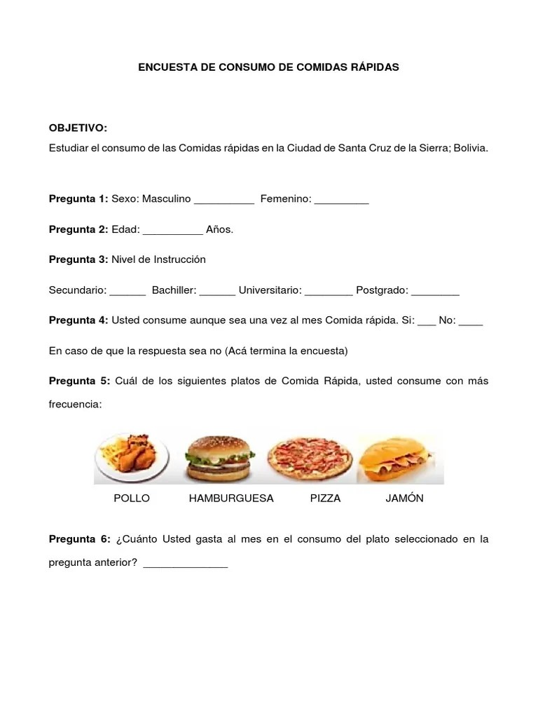 Encuesta de Consumo de Comidas Rápidas
