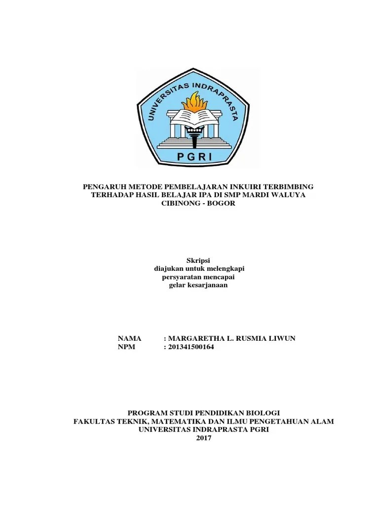 Contoh Cover Skripsi Unindra Jakarta | Pdf