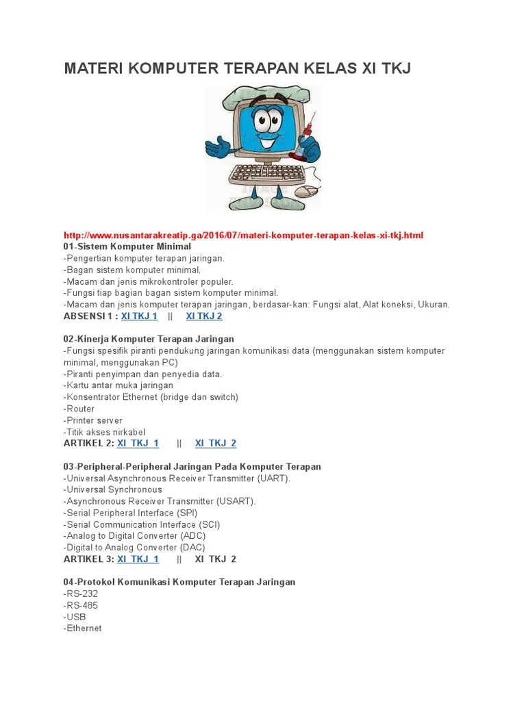 Materi Komputer Terapan Kelas Xi Tkj