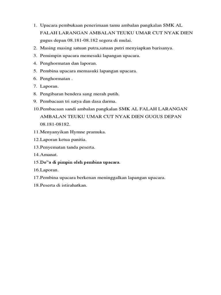 Susunan Upacara Pembukaan Penerimaan Tamu Ambalan | PDF