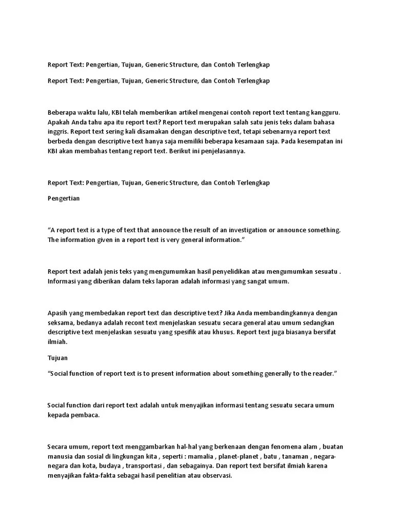 Contoh Laporan Report Bahasa Inggris