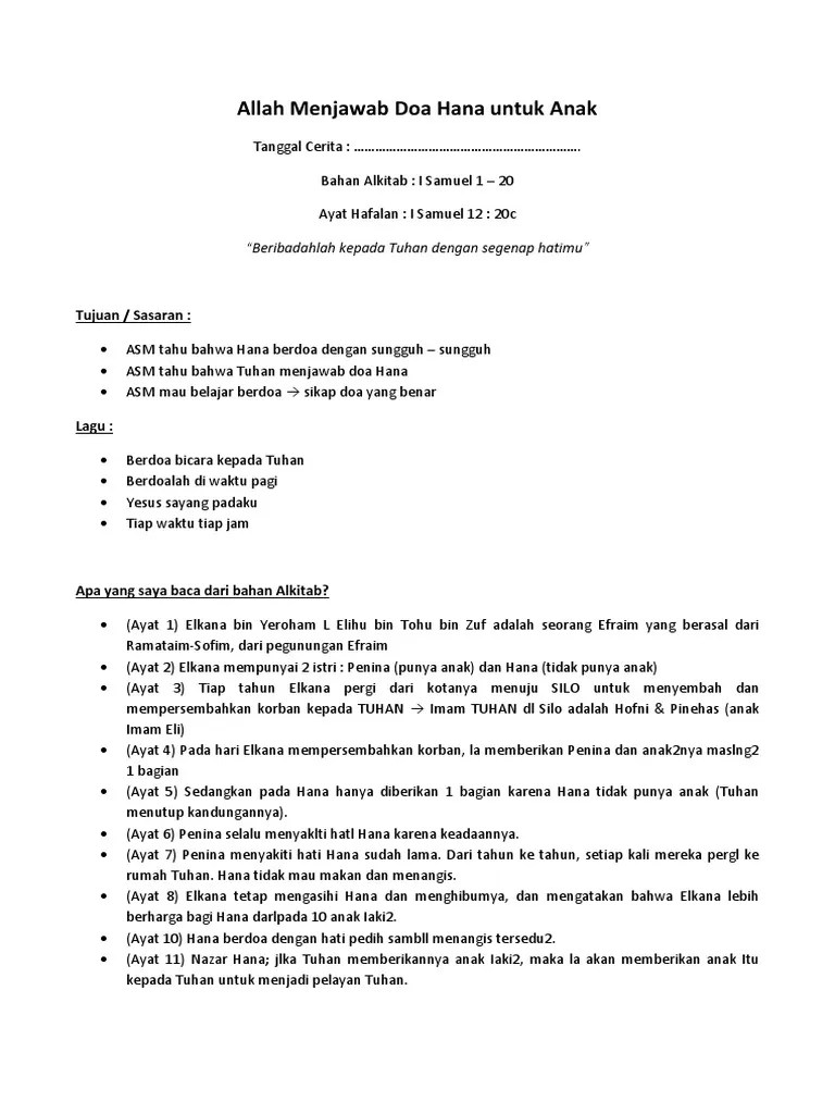 Allah Menjawab Doa Hana Untuk Anak