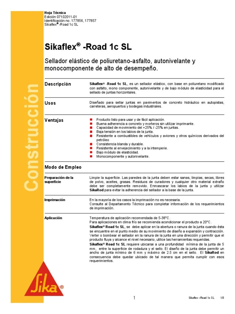 Sellador Elastico Poliuretano Asfalto Sikaflex Road 1c Sl Materiales