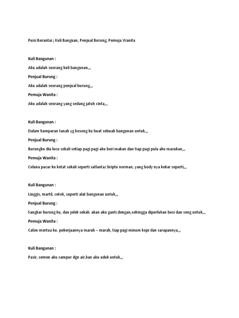 Puisi Berantai Lucu Panjang