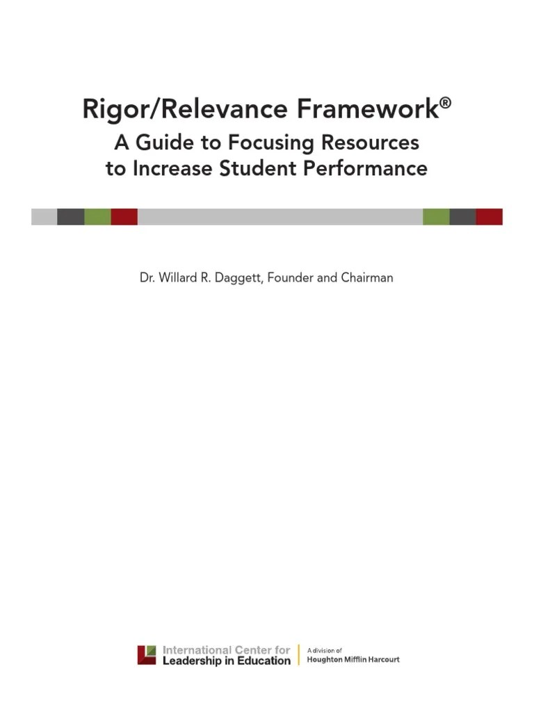 Rigor Relevance Framework PDF Educational Assessment Lesson Plan