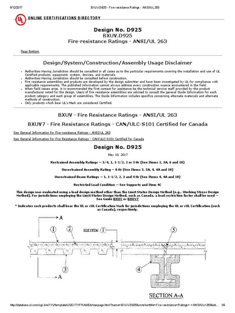 UL Design D925 Concrete Beam (Structure)
