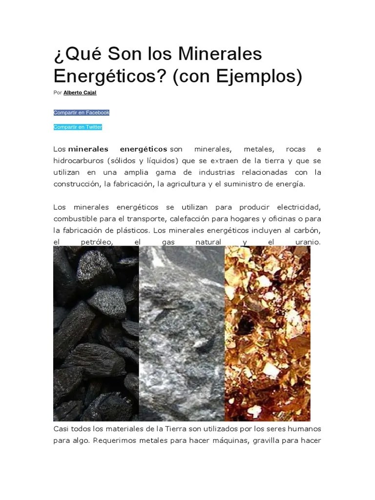 Qué Son Los Minerales Energéticos