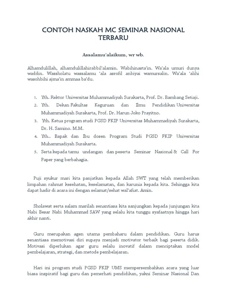 Kumpulan Naskah Mc Acara Seminar Terbaru - Contoh Teks Pembawa Acara Terbaru