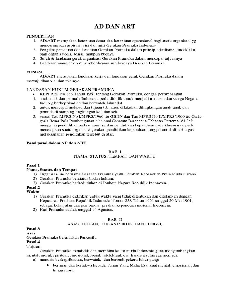 Isi Ad Dan Art Pramuka – Mudah