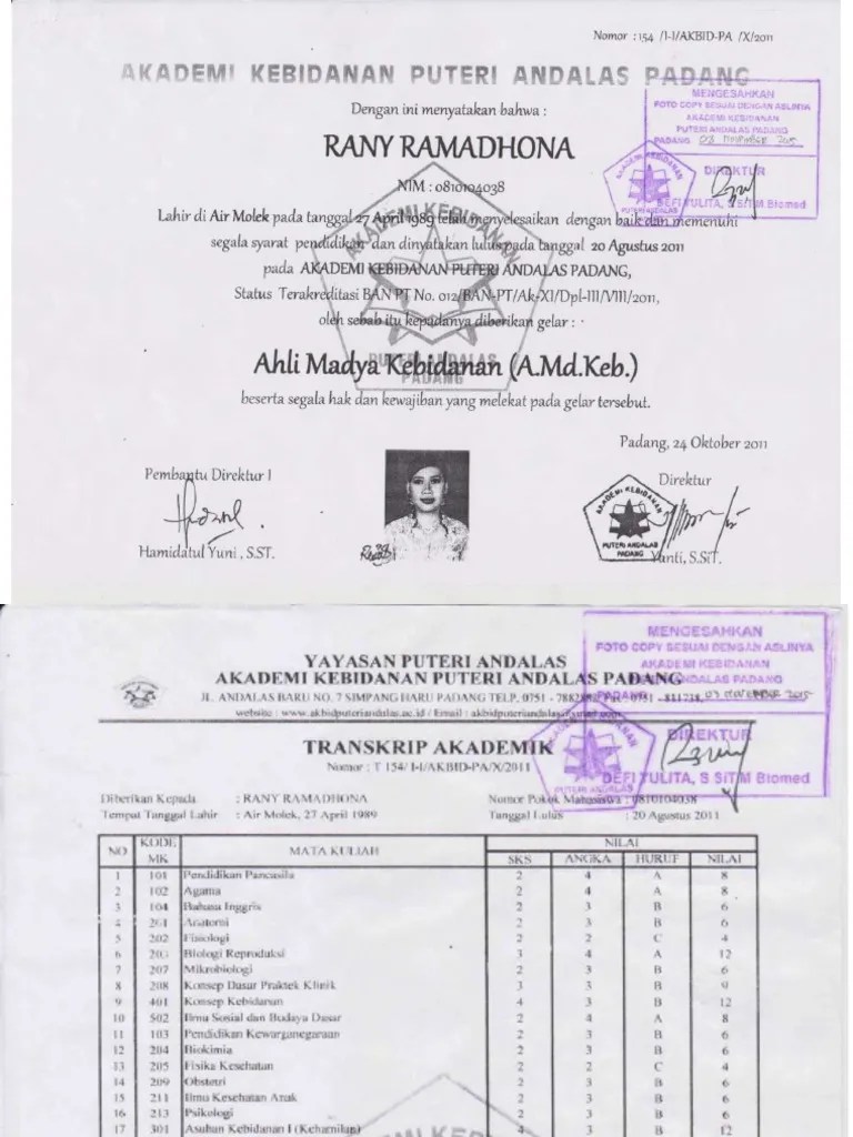 Surat Lamaran Pekerjaan - Rani Romadhona, A.md - Keb. - Formasi Bidan | PDF