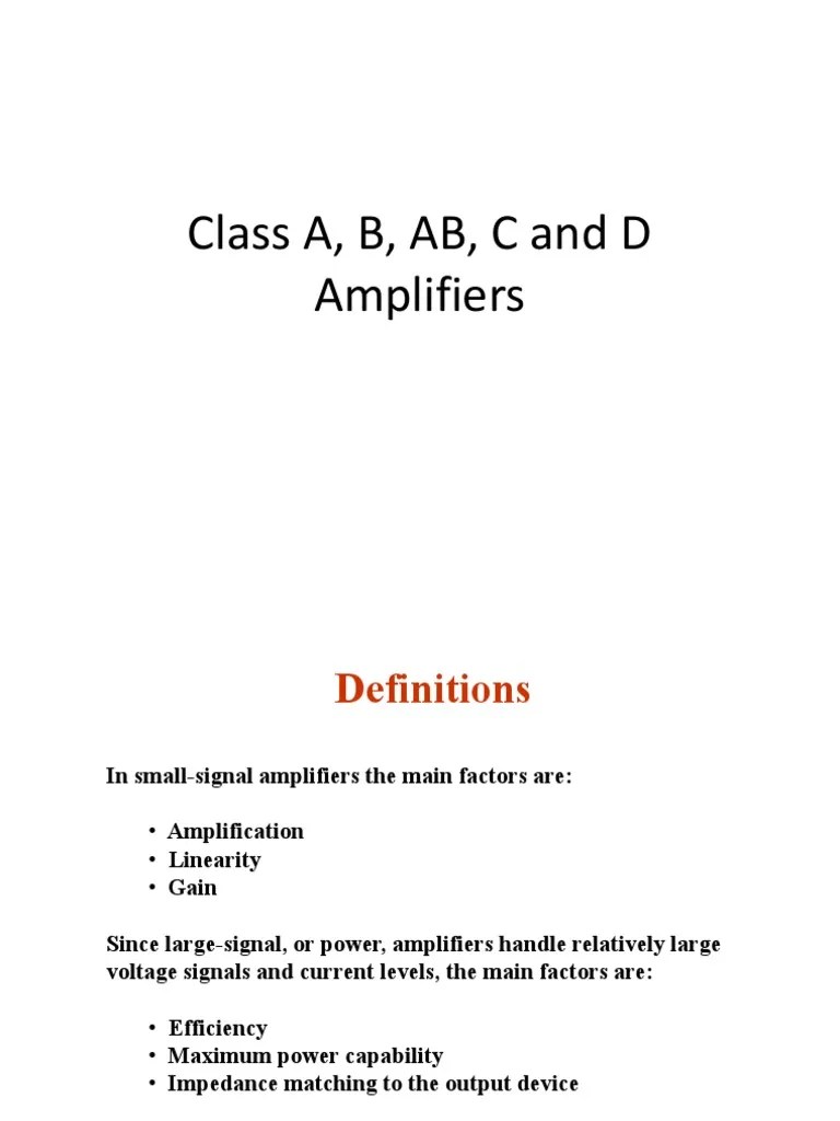 Class A, B, AB, C Amplifiers Amplifier Analog Circuits