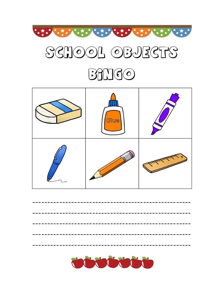 School Objects Bingo 6