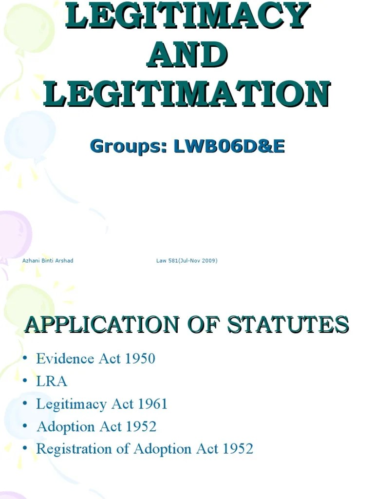 Legitimacy and Legitimation