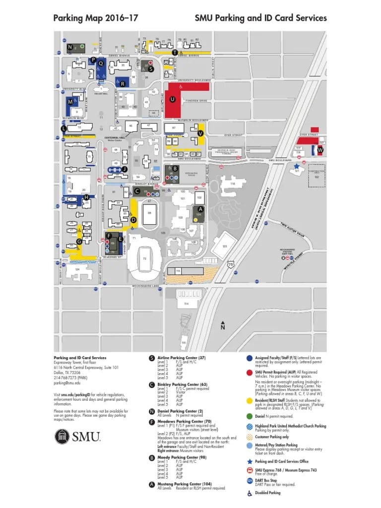Map Of Smu Campus Smu Campus Parking Map PDF Road Transport Transport