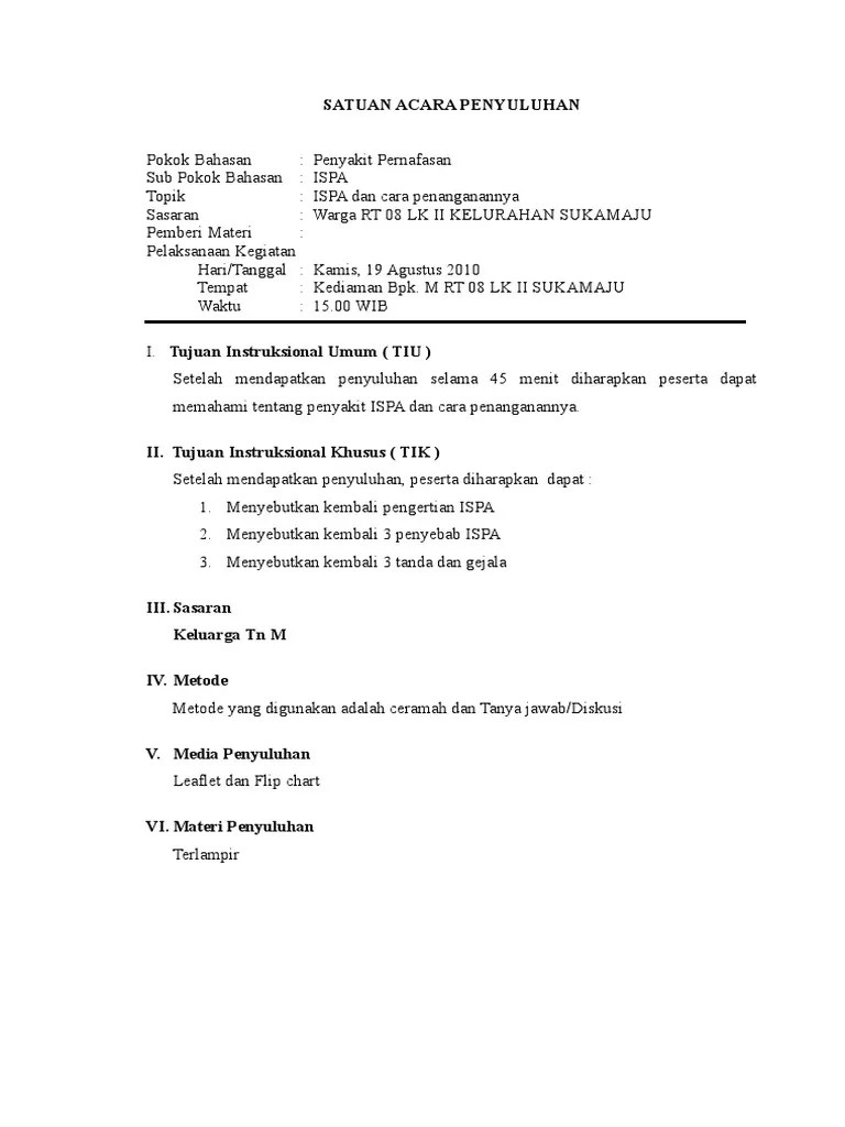 Satuan Acara Penyuluhan Ispa | PDF