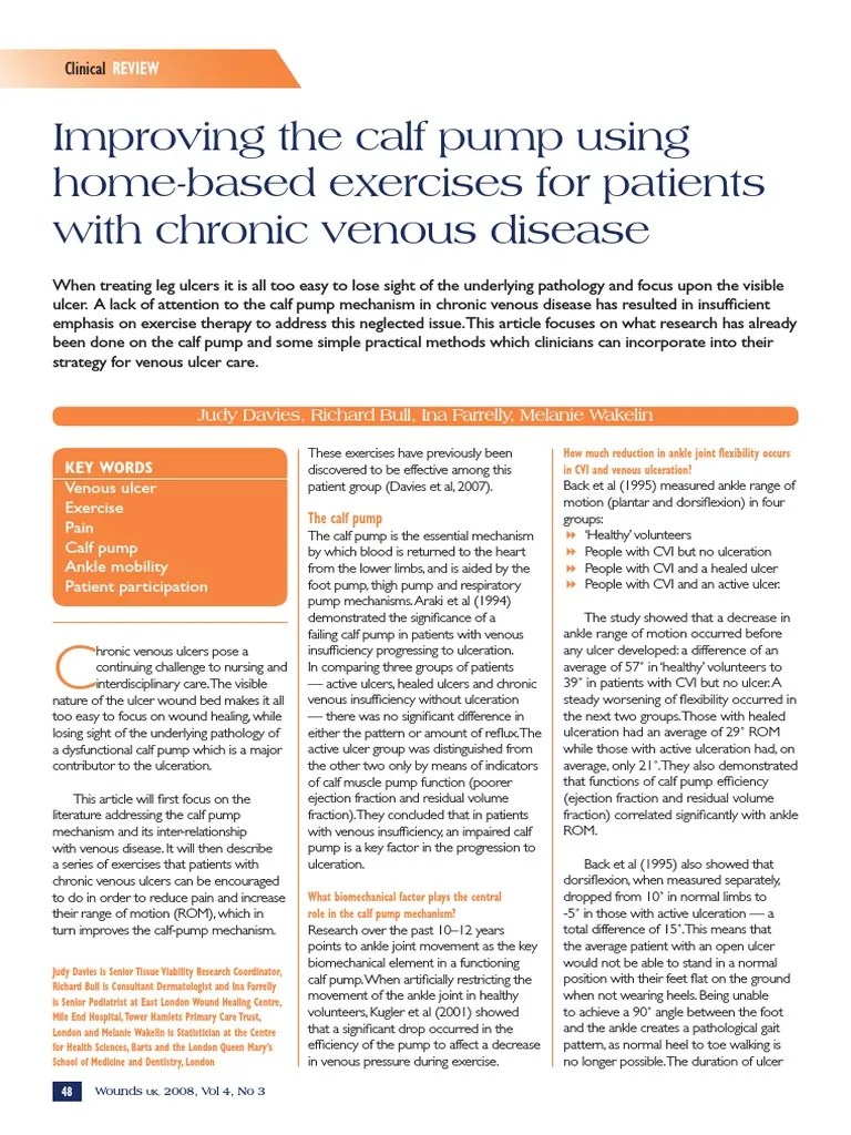 Improving The Calf Pump Using HomeBased Exercises For Patients With Chronic Venous Disease