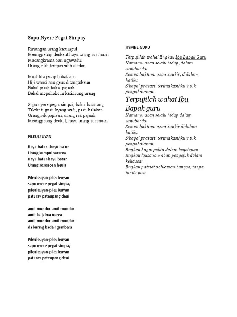 Arsia Lirik Lirik Lagu Bahasa Sunda Pileuleuyan